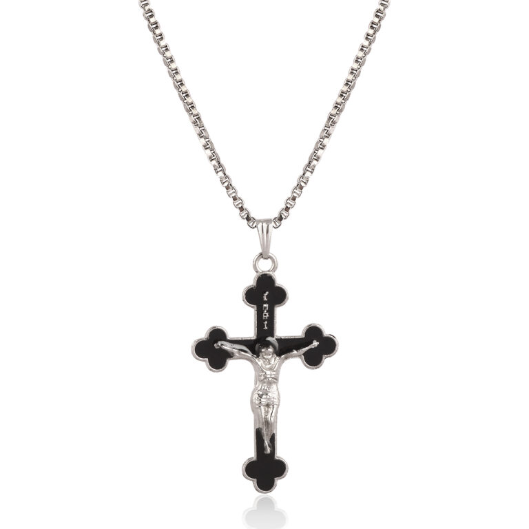 Celebrate Christmas with the CZARDONIC Jesus Cross Pendant in Black